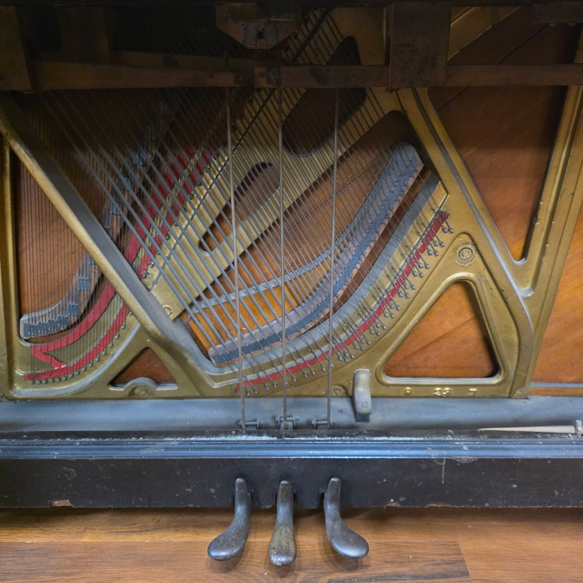CURRENT SHOP WORK 1909 Behr Bros 56" Wood Finish Commissioned Upright Piano