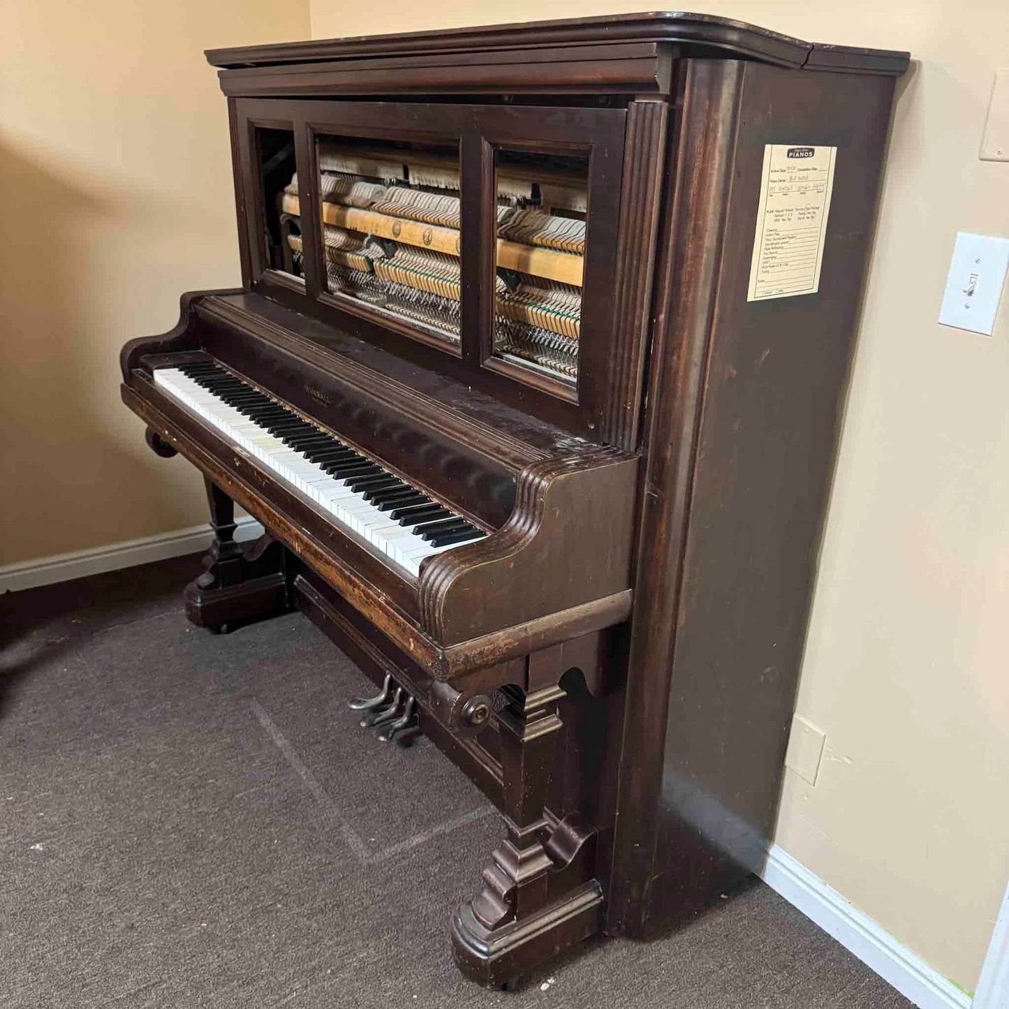 AVAILABLE TO RESTORE: CALL FOR CUSTOM PRICING - 1905 Kimball 57" Wood Finish Upright Piano