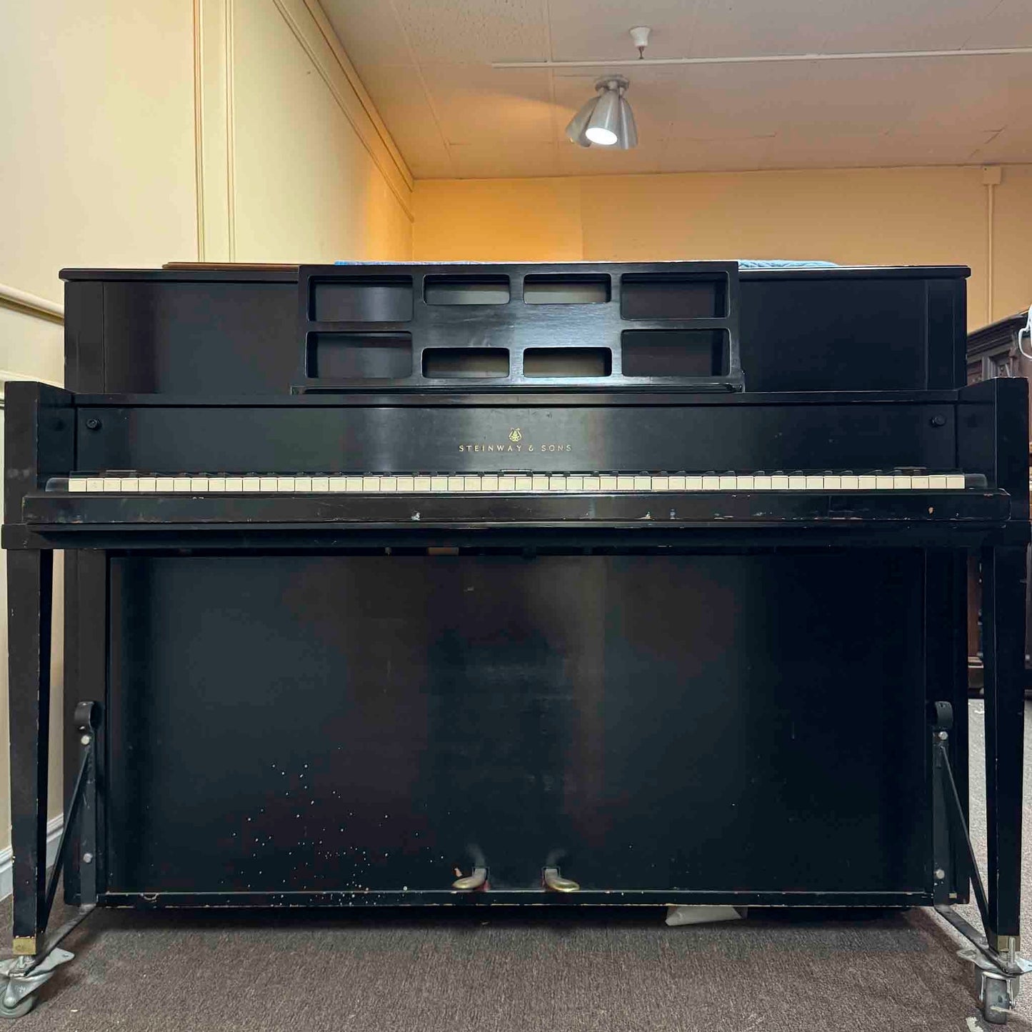 SOLD 1976 Steinway & Sons 44" Black Satin Finish Console Piano