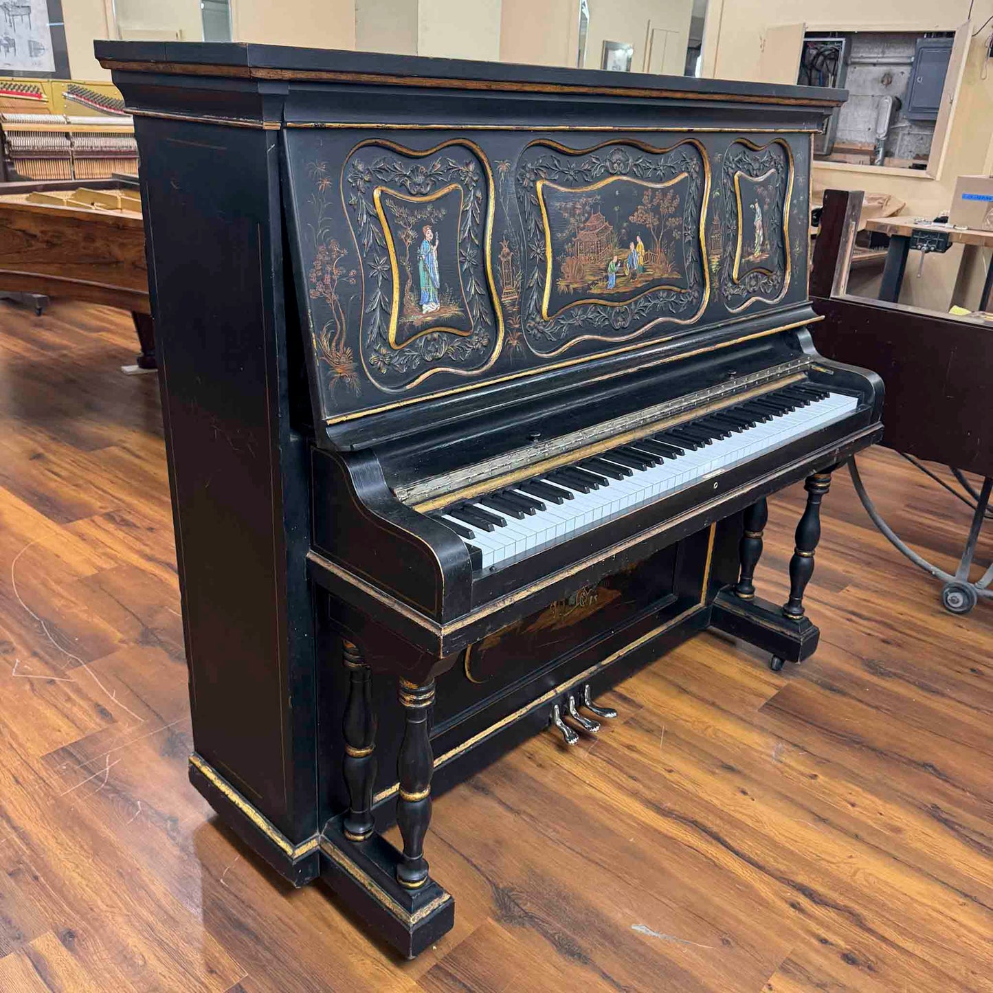 CURRENT SHOP WORK - 1911 Ludwig & Co. Wood Finish Art Case Commissioned Upright Piano