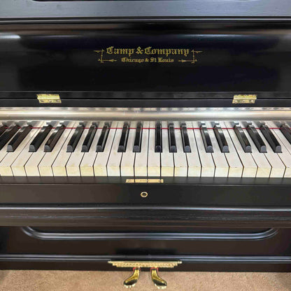 SOLD 1890 Camp and Sons Black Commissioned Upright Piano