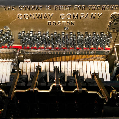 Beautifully restored heirloom hundred year old Conway restoration player piano rebuild at Brigham Larson Pianos family heirloom piano restoration shop.