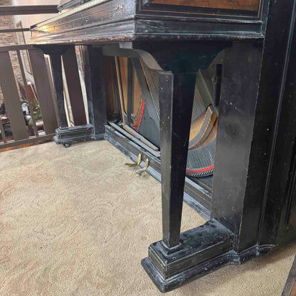 CURRENT SHOP WORK 1875 Hallet Davis 58" Satin Black Commissioned Upright Piano