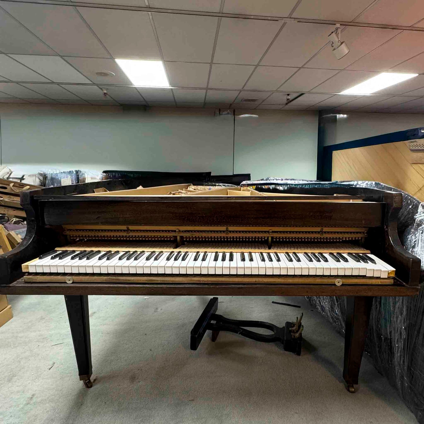 CURRENT SHOP WORK - 1863 Howard 4'8" Wood Finish Commissioned Baby Grand Piano