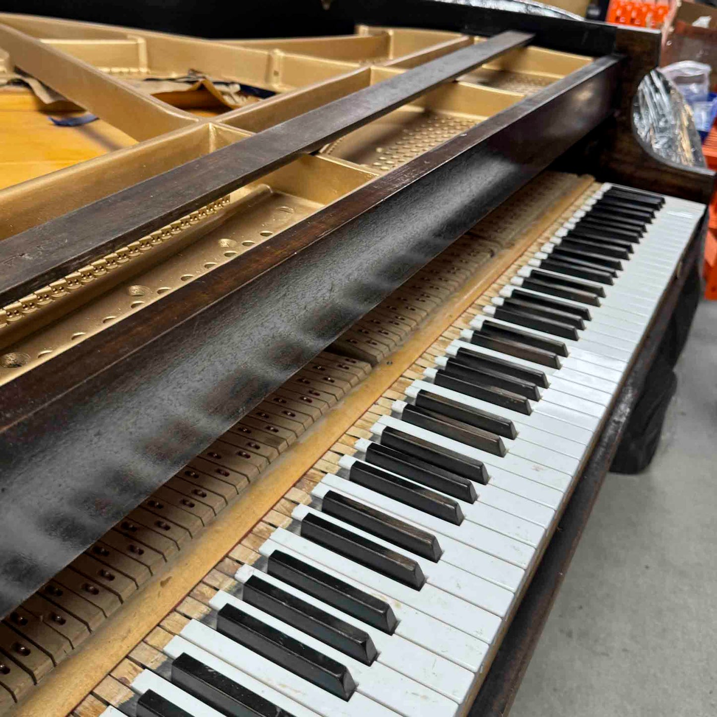 CURRENT SHOP WORK - 1863 Howard 4'8" Wood Finish Commissioned Baby Grand Piano