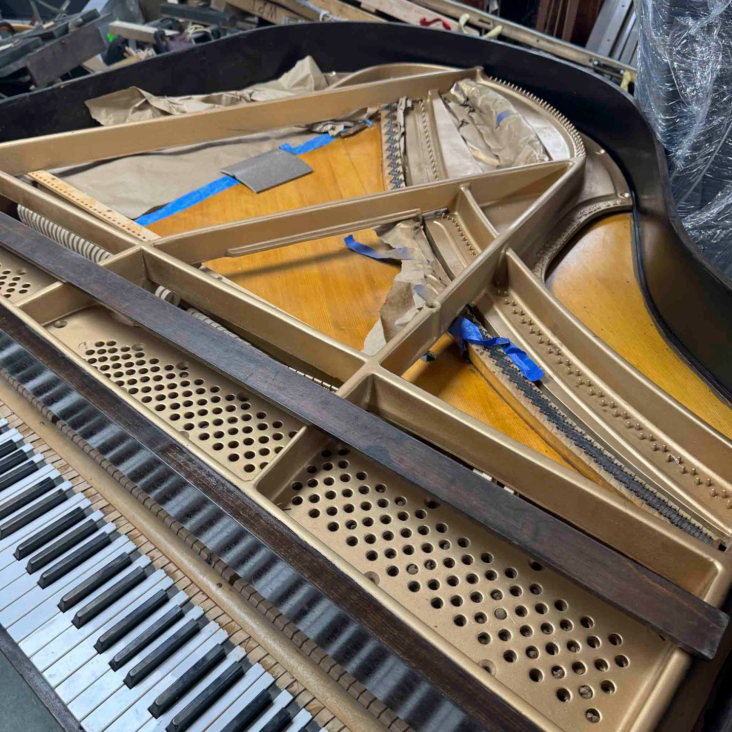 CURRENT SHOP WORK - 1863 Howard 4'8" Wood Finish Commissioned Baby Grand Piano