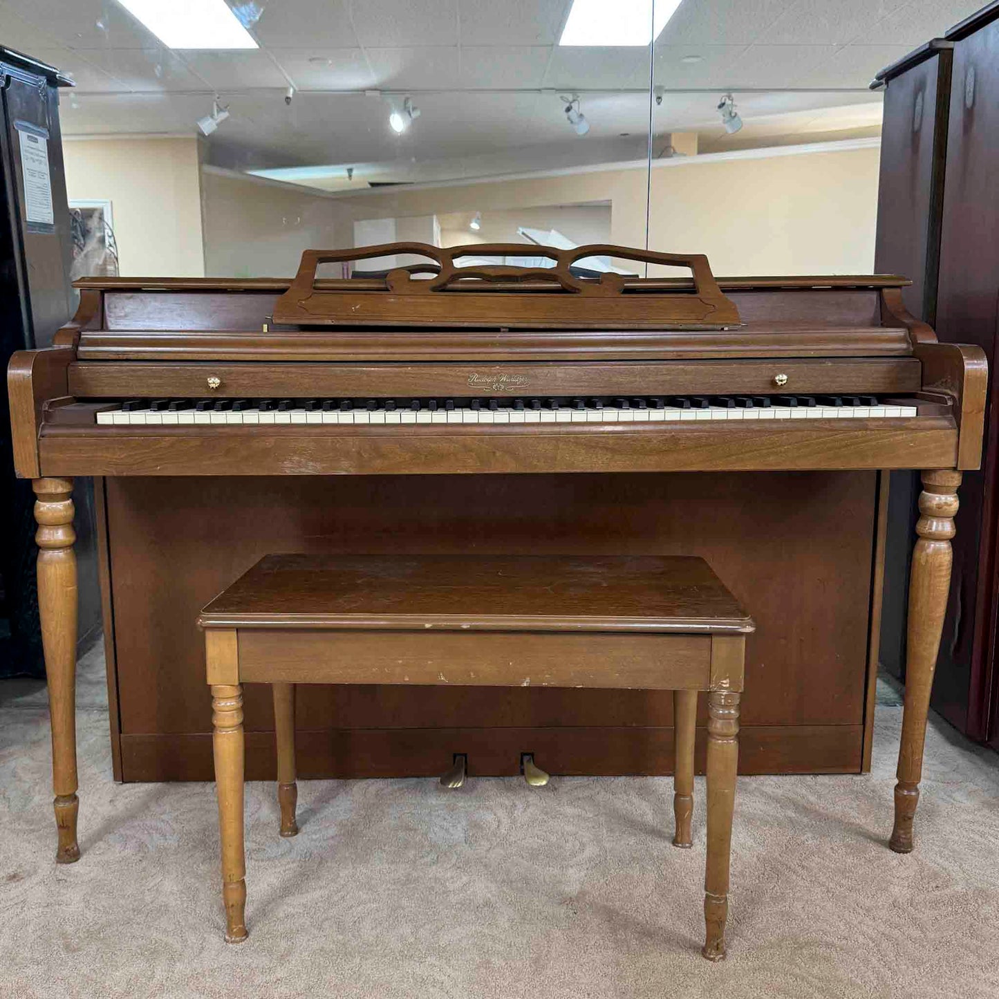 AVAILABLE TO RESTORE: CALL FOR CUSTOM PRICING - 1982 Wurlitzer P-137 37" Walnut Wood Finish Spinet Piano
