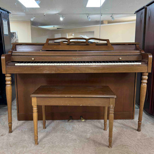 AVAILABLE TO RESTORE: CALL FOR CUSTOM PRICING - 1982 Wurlitzer P-137 37" Walnut Wood Finish Spinet Piano