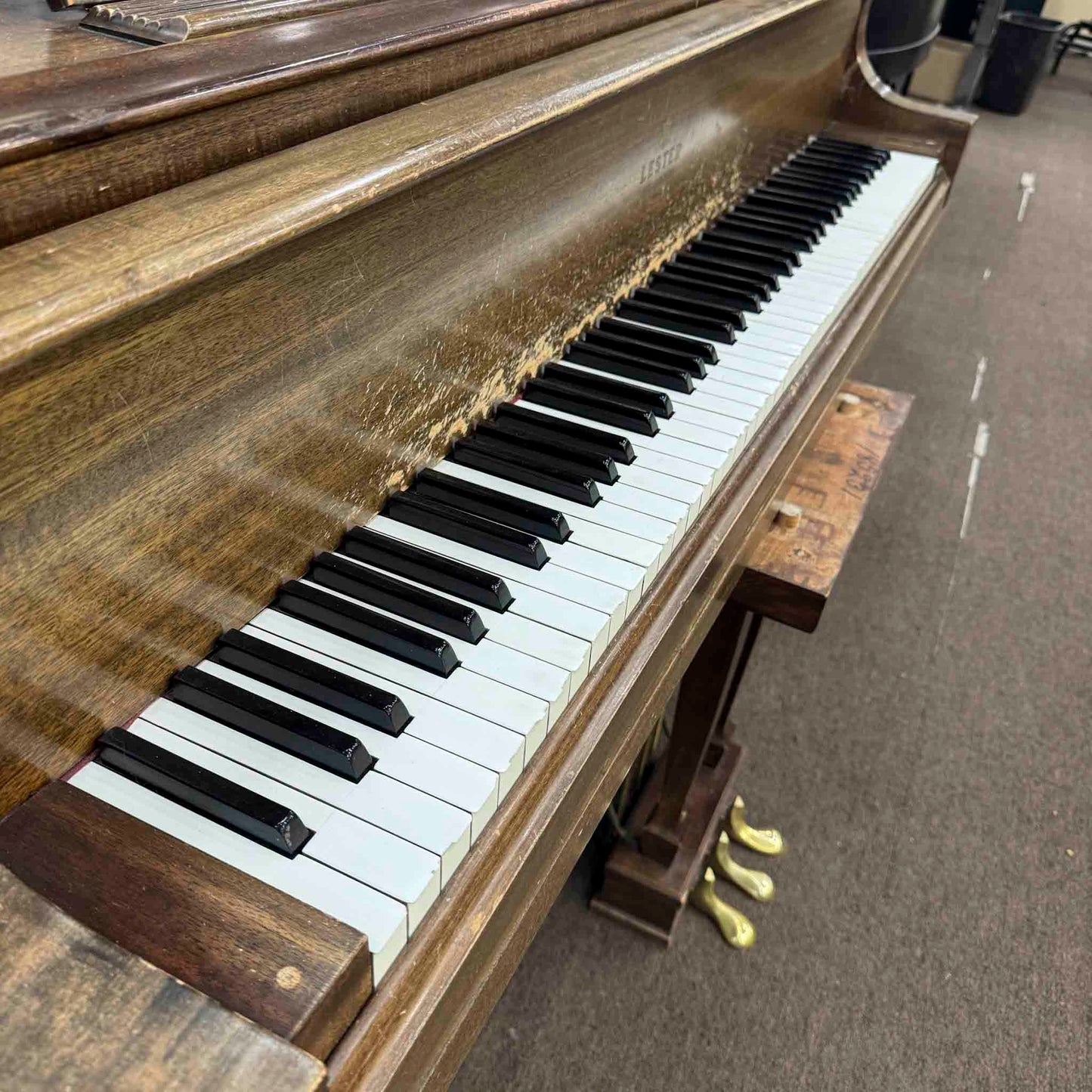 CURRENT SHOP WORK - 1949 Lester 6' Wood Finish Grand Piano—2025 Piano Legacy Project FREE Piano Restoration Winning Family!