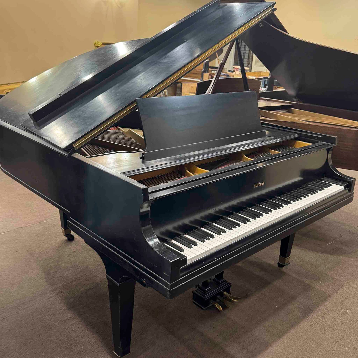 CURRENT SHOP WORK - 1948 Baldwin R 5'7" Satin Black Commissioned Grand Piano