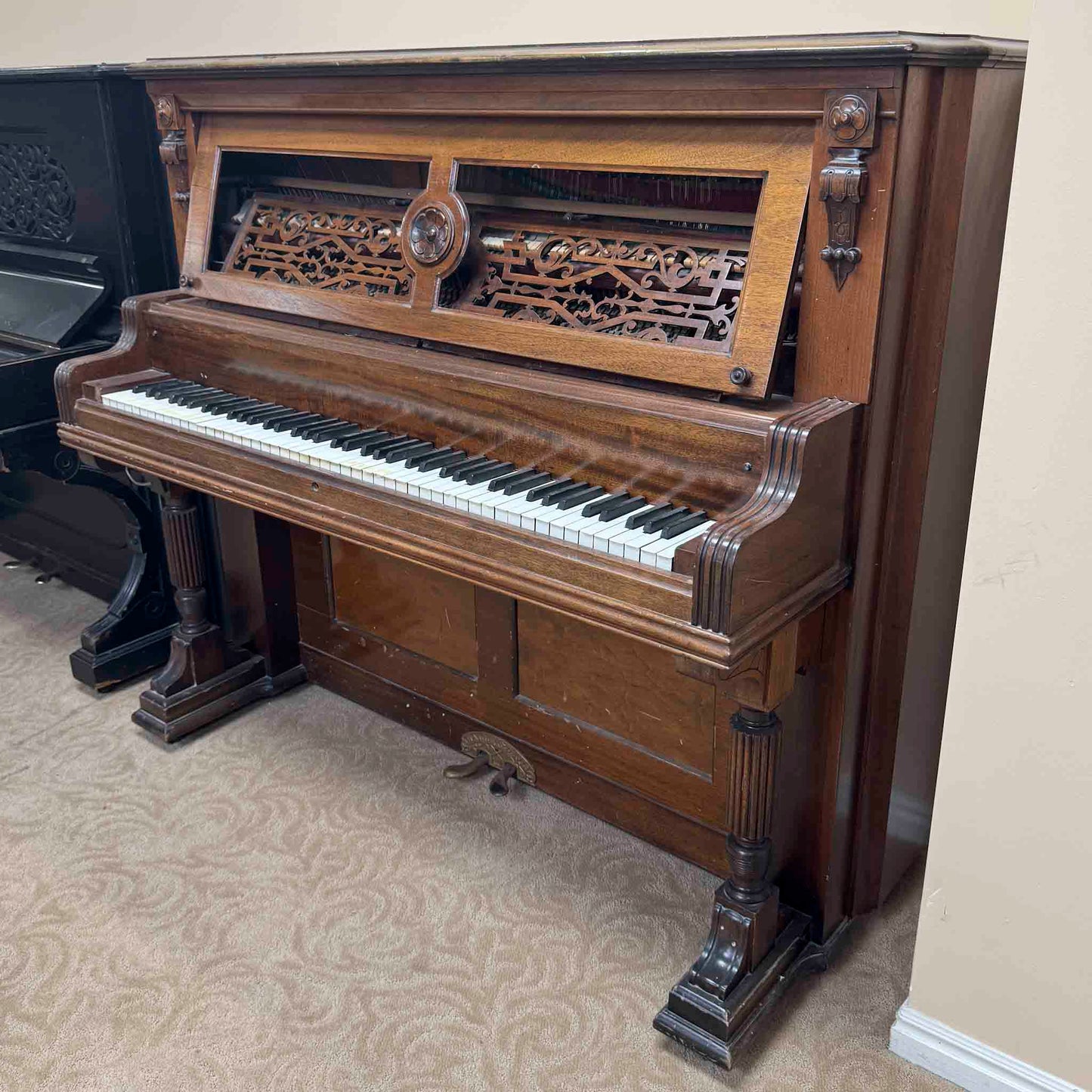 AVAILABLE TO RESTORE: CALL FOR CUSTOM PRICING - Tall Wood Finish Art Case Upright Piano