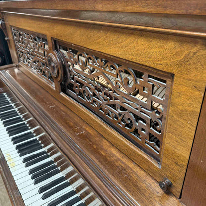 AVAILABLE TO RESTORE: CALL FOR CUSTOM PRICING - Tall Wood Finish Art Case Upright Piano