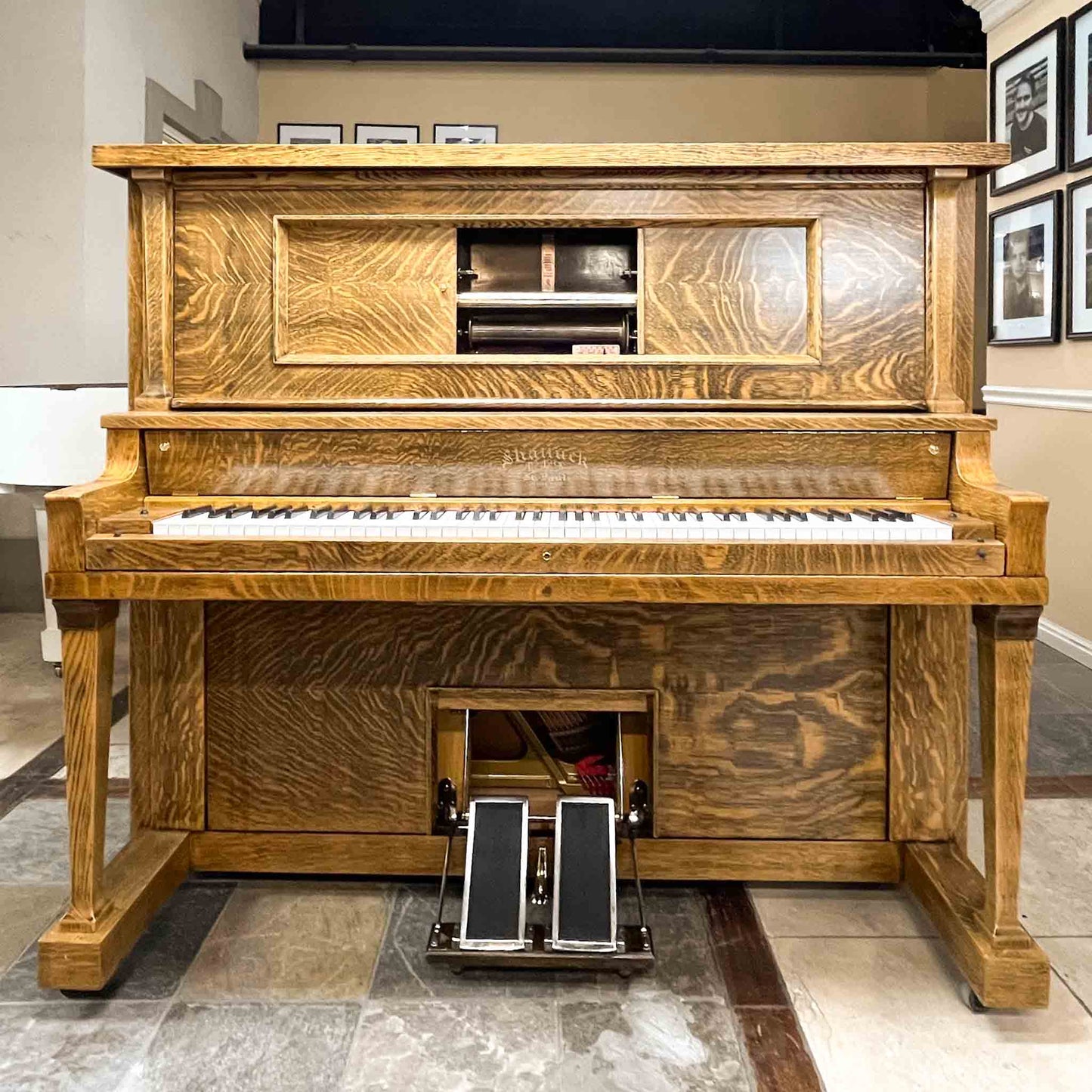 SOLD 1910 Shattuck Wood Finish Commissioned Upright Player Piano