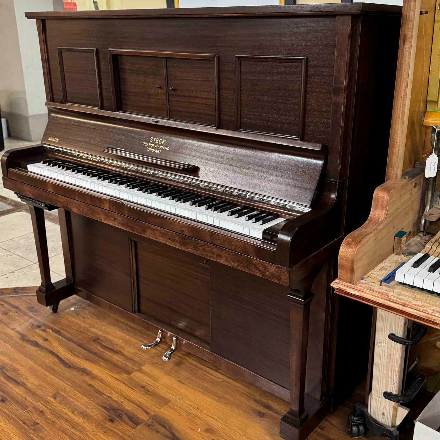 CURRENT SHOP WORK - 1931 Aeolian DuoArt Steck 55" Wood Finish Commissioned Upright Piano