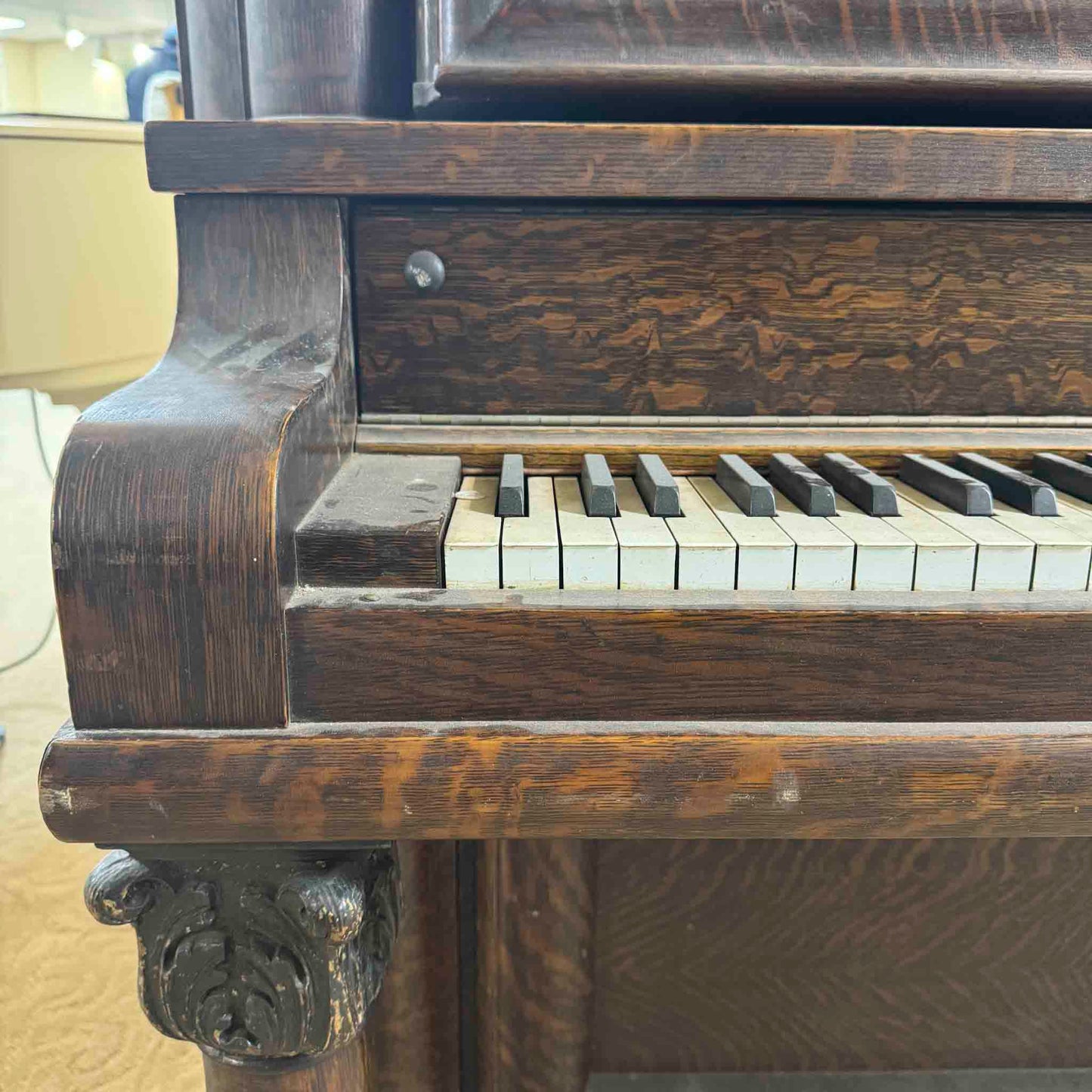 CURRENT SHOP WORK - 1909 Beckwith 58" Wood Finish Commissioned Upright Piano