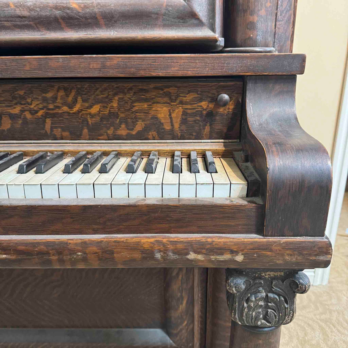 CURRENT SHOP WORK - 1909 Beckwith 58" Wood Finish Commissioned Upright Piano