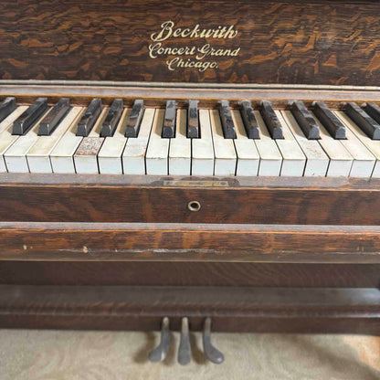 CURRENT SHOP WORK - 1909 Beckwith 58" Wood Finish Commissioned Upright Piano