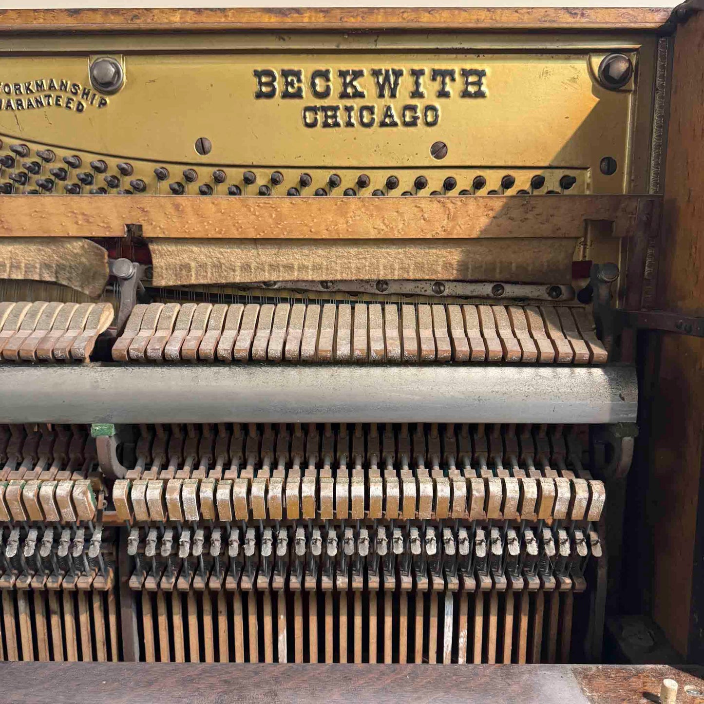 CURRENT SHOP WORK - 1909 Beckwith 58" Wood Finish Commissioned Upright Piano