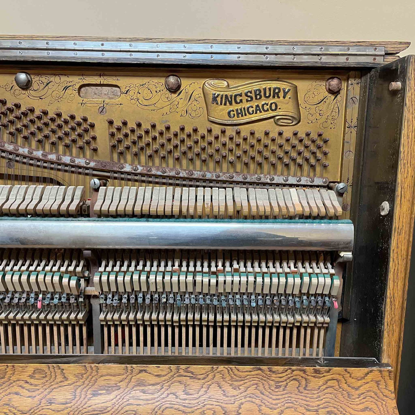 AVAILABLE TO RESTORE: CALL FOR CUSTOM PRICING - 1905 Kingsbury 56" Wood Finish Upright Piano