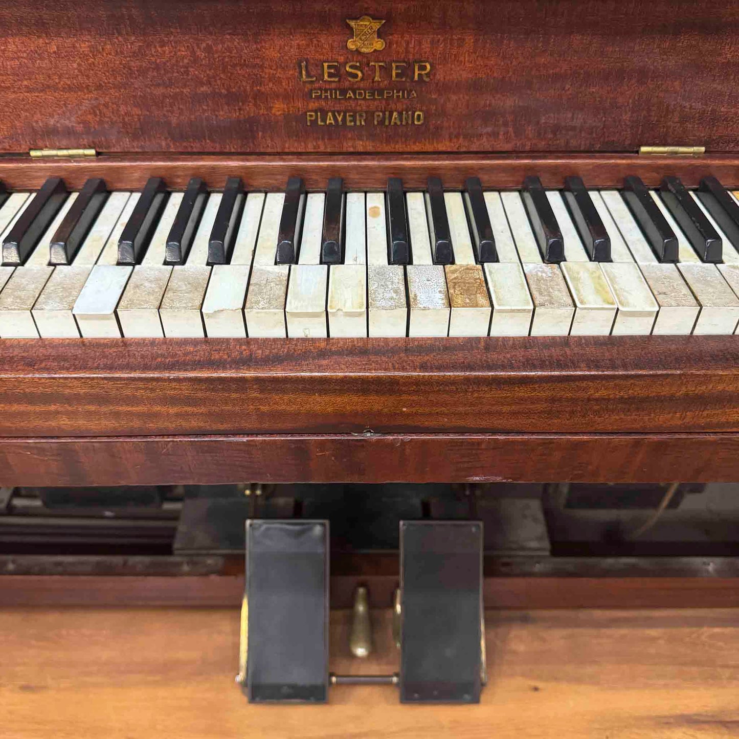 CURRENT SHOP WORK - 1916 Lester 53" Wood Finish Commissioned Upright Piano