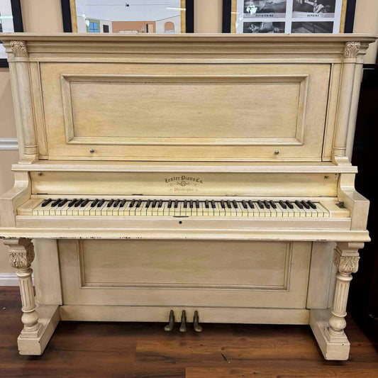 CURRENT SHOP WORK - 1907 Lester 58" Wood Finish Commissioned Upright Piano
