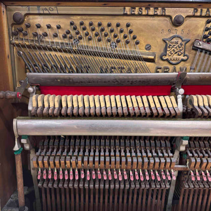 CURRENT SHOP WORK - 1907 Lester 58" Wood Finish Commissioned Upright Piano