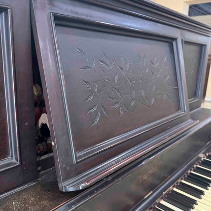 CURRENT SHOP WORK - 1890 Emerson 58" Wood Finish Commissioned Upright Piano