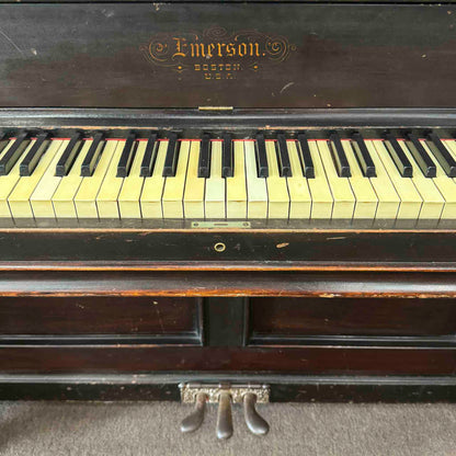 CURRENT SHOP WORK - 1890 Emerson 58" Wood Finish Commissioned Upright Piano