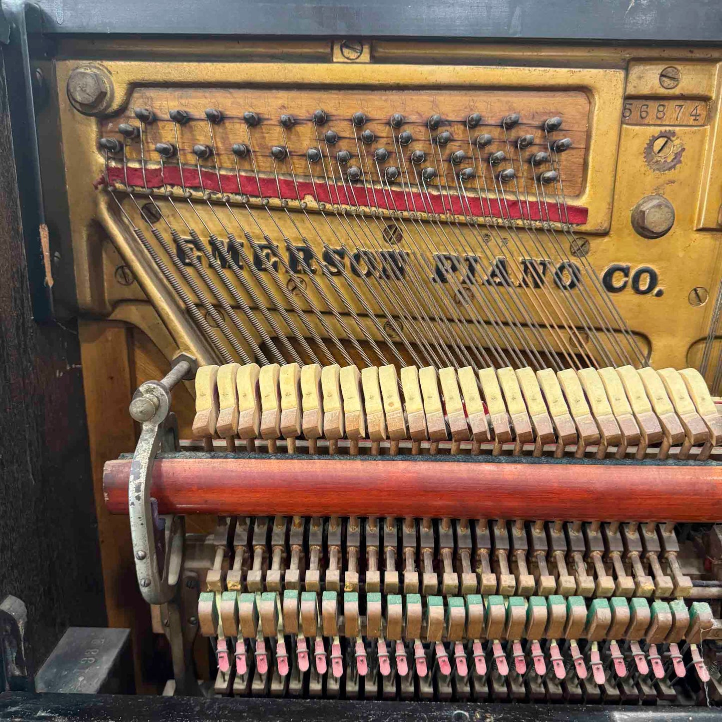 CURRENT SHOP WORK - 1890 Emerson 58" Wood Finish Commissioned Upright Piano