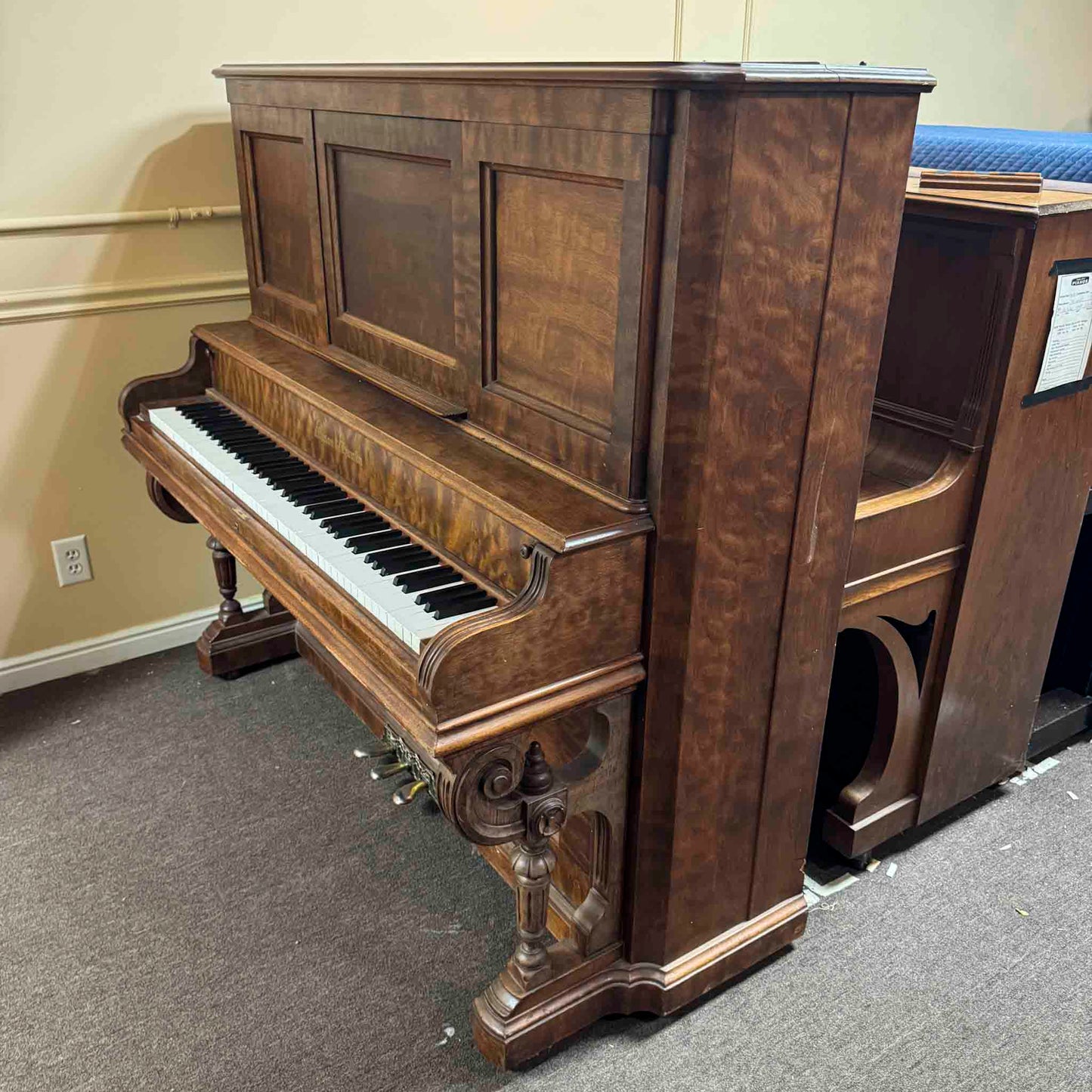 CURRENT SHOP WORK - 1893 Mason & Hamlin 57" Wood Finish Commissioned Upright Piano