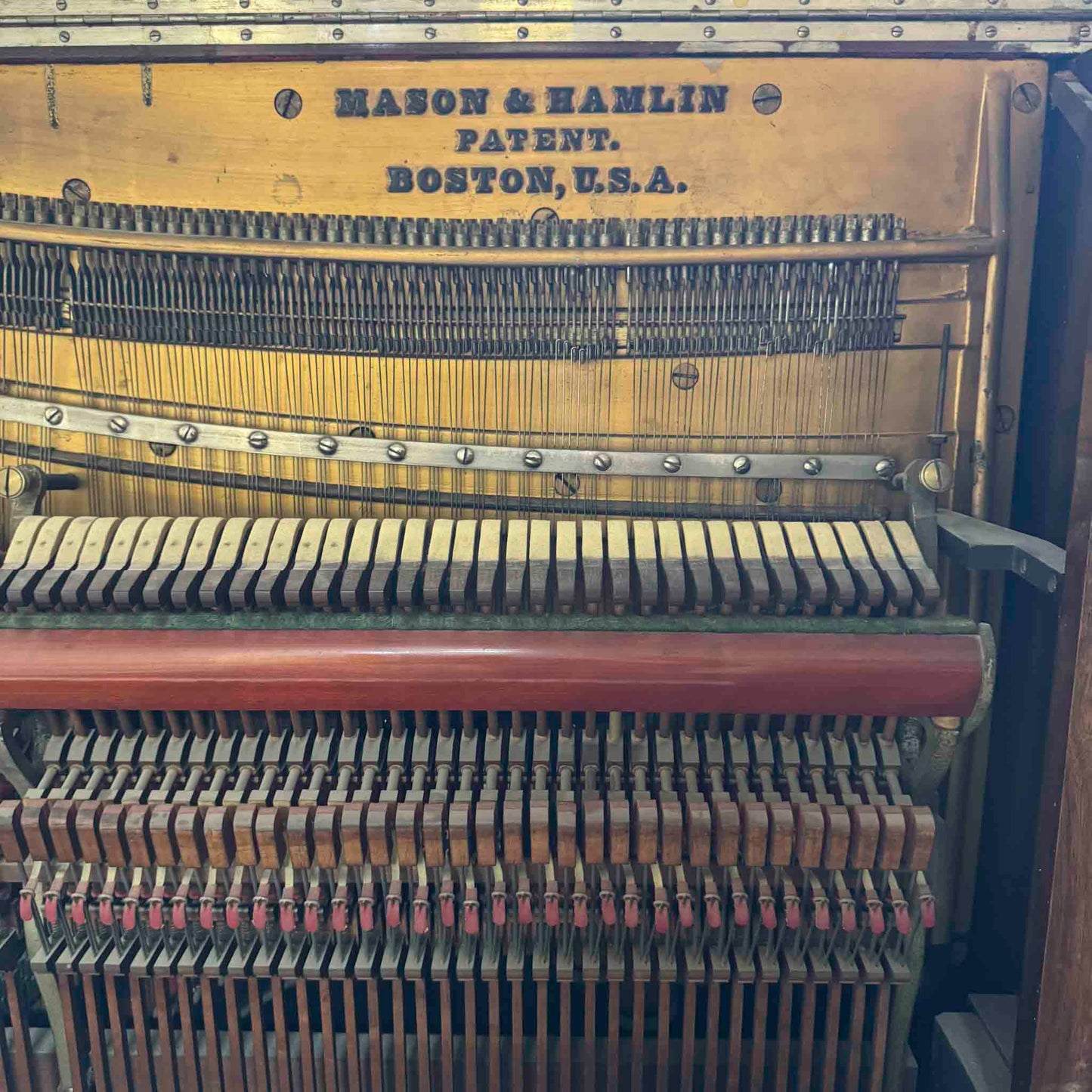 CURRENT SHOP WORK - 1893 Mason & Hamlin 57" Wood Finish Commissioned Upright Piano