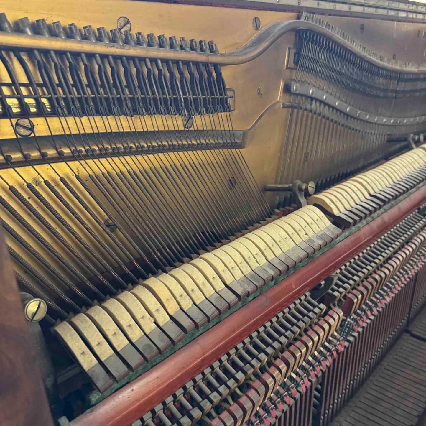 CURRENT SHOP WORK - 1893 Mason & Hamlin 57" Wood Finish Commissioned Upright Piano