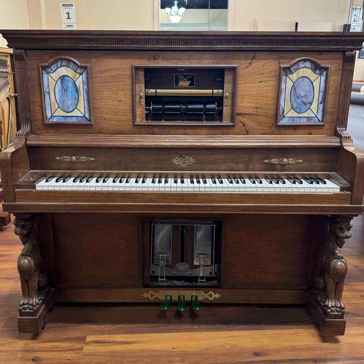 CURRENT SHOP WORK - 1980 Universal 52" Wood Finish Commissioned Vintage Player Upright Piano