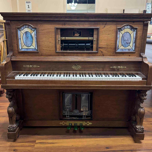 CURRENT SHOP WORK - 1980 Universal 52" Wood Finish Commissioned Vintage Player Upright Piano