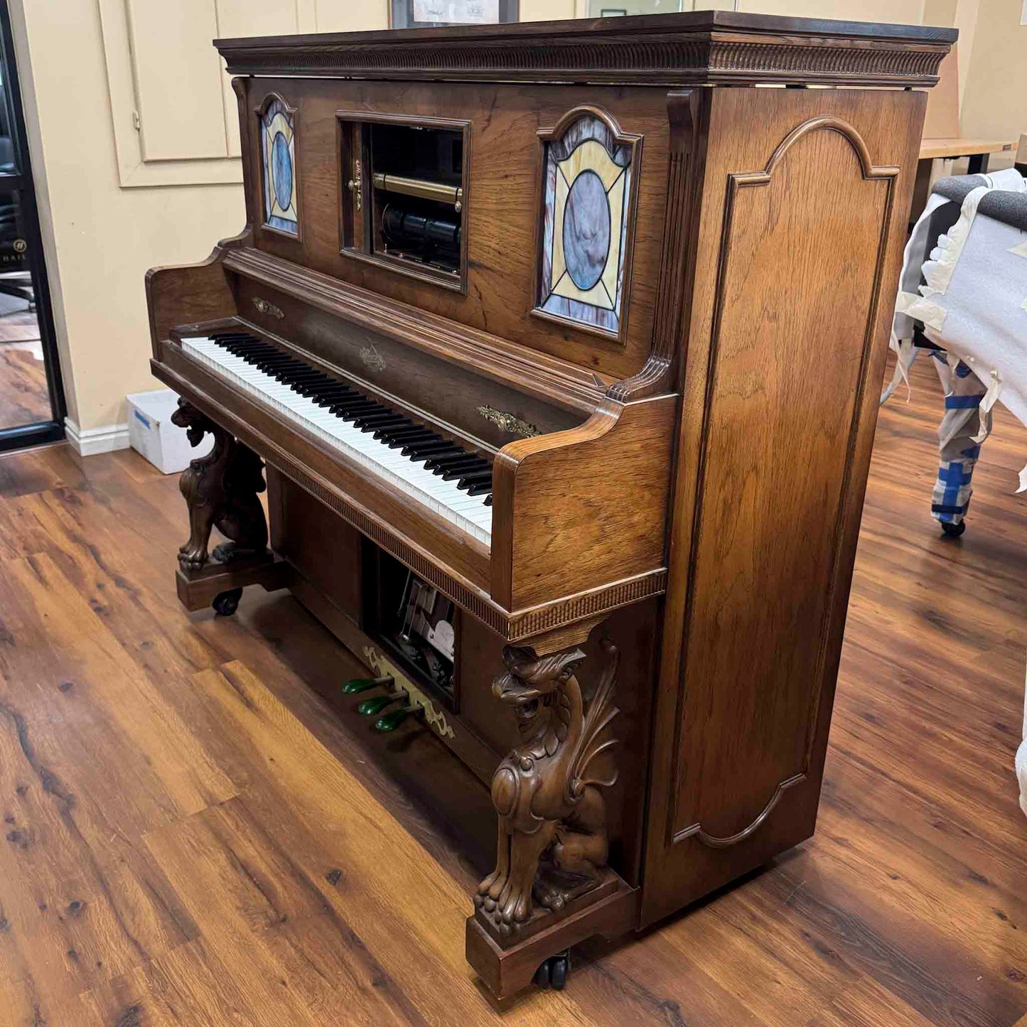 CURRENT SHOP WORK - 1980 Universal 52" Wood Finish Commissioned Vintage Player Upright Piano