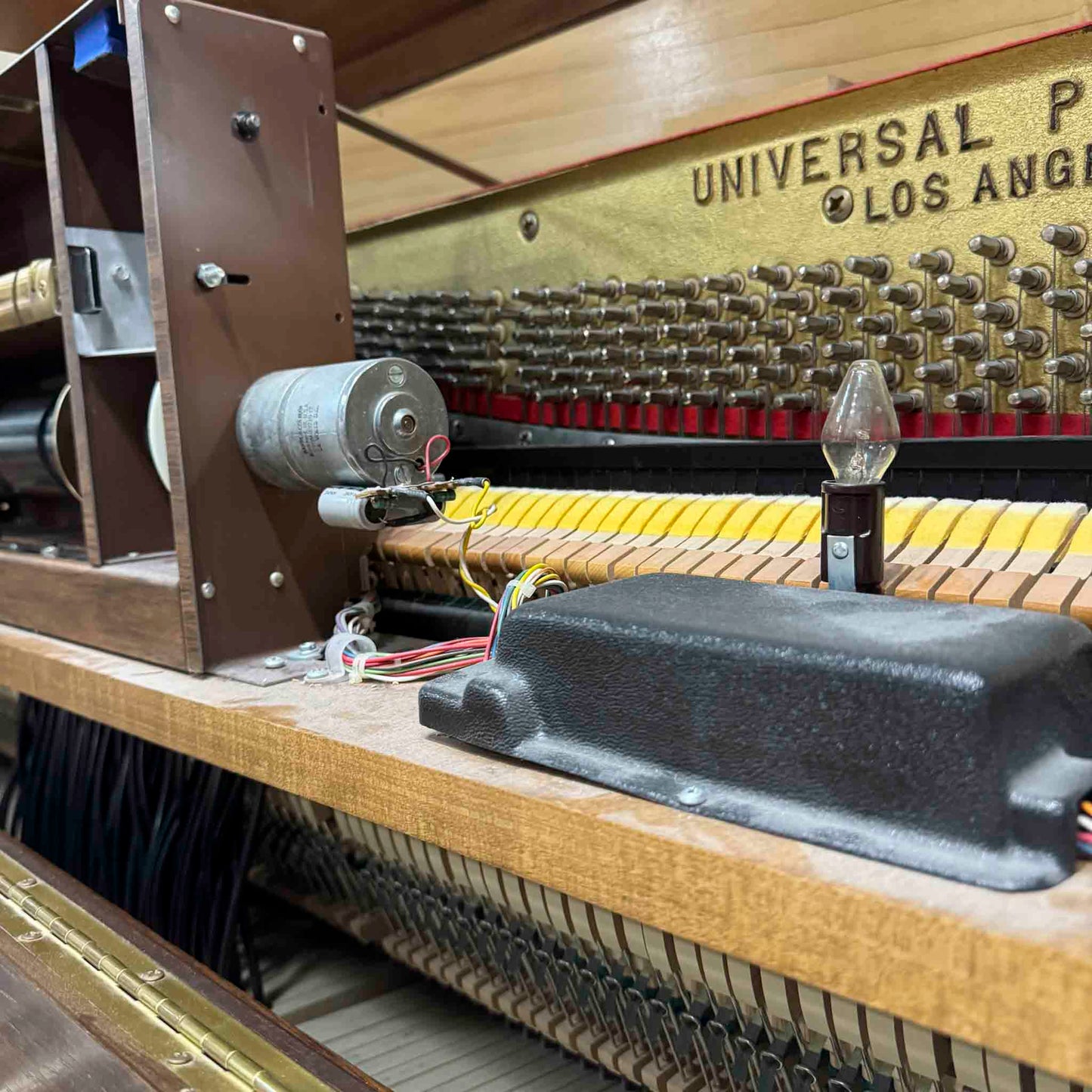 CURRENT SHOP WORK - 1980 Universal 52" Wood Finish Commissioned Vintage Player Upright Piano