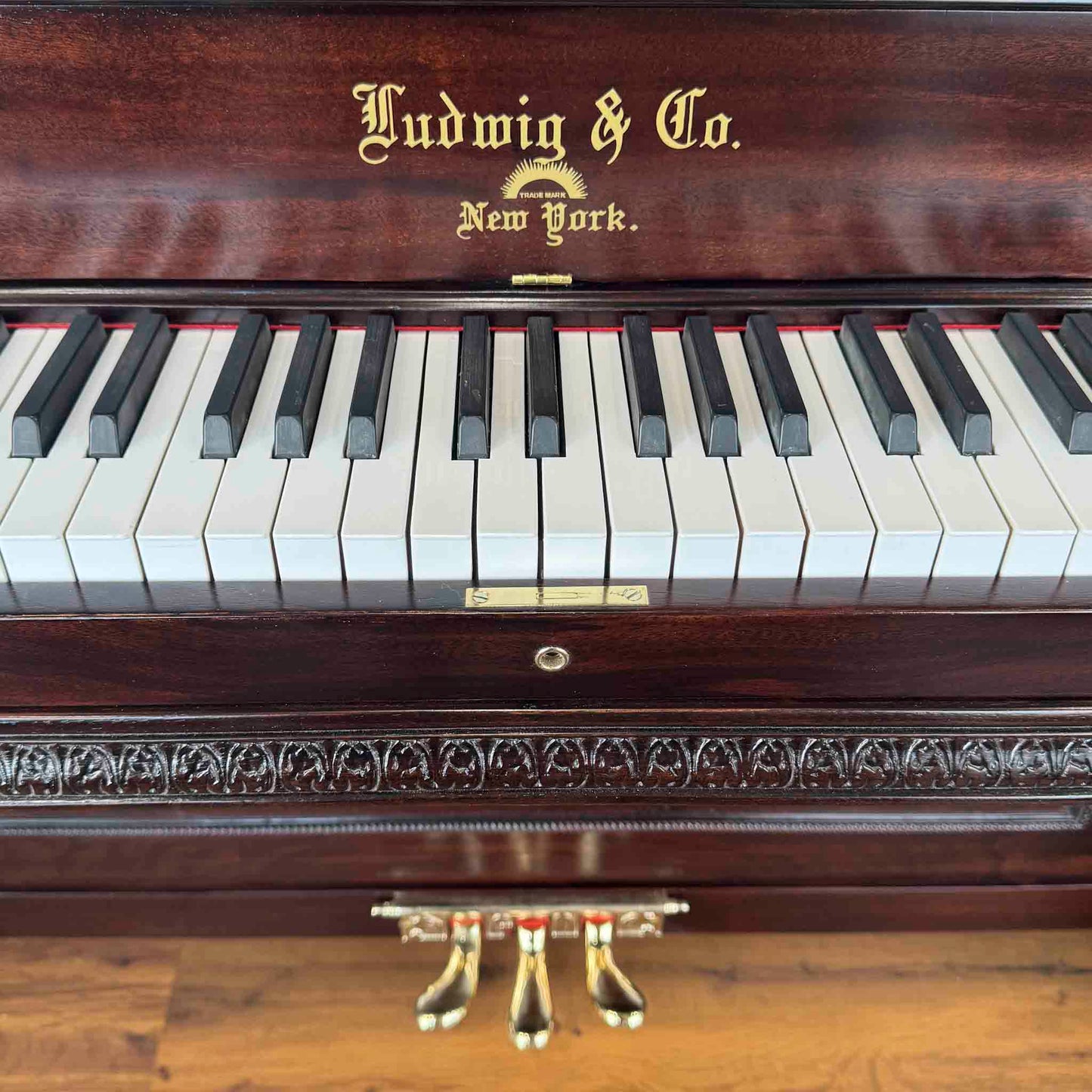CURRENT SHOP WORK 1895 Ludwig & Co Wood Finish Commissioned Upright Piano