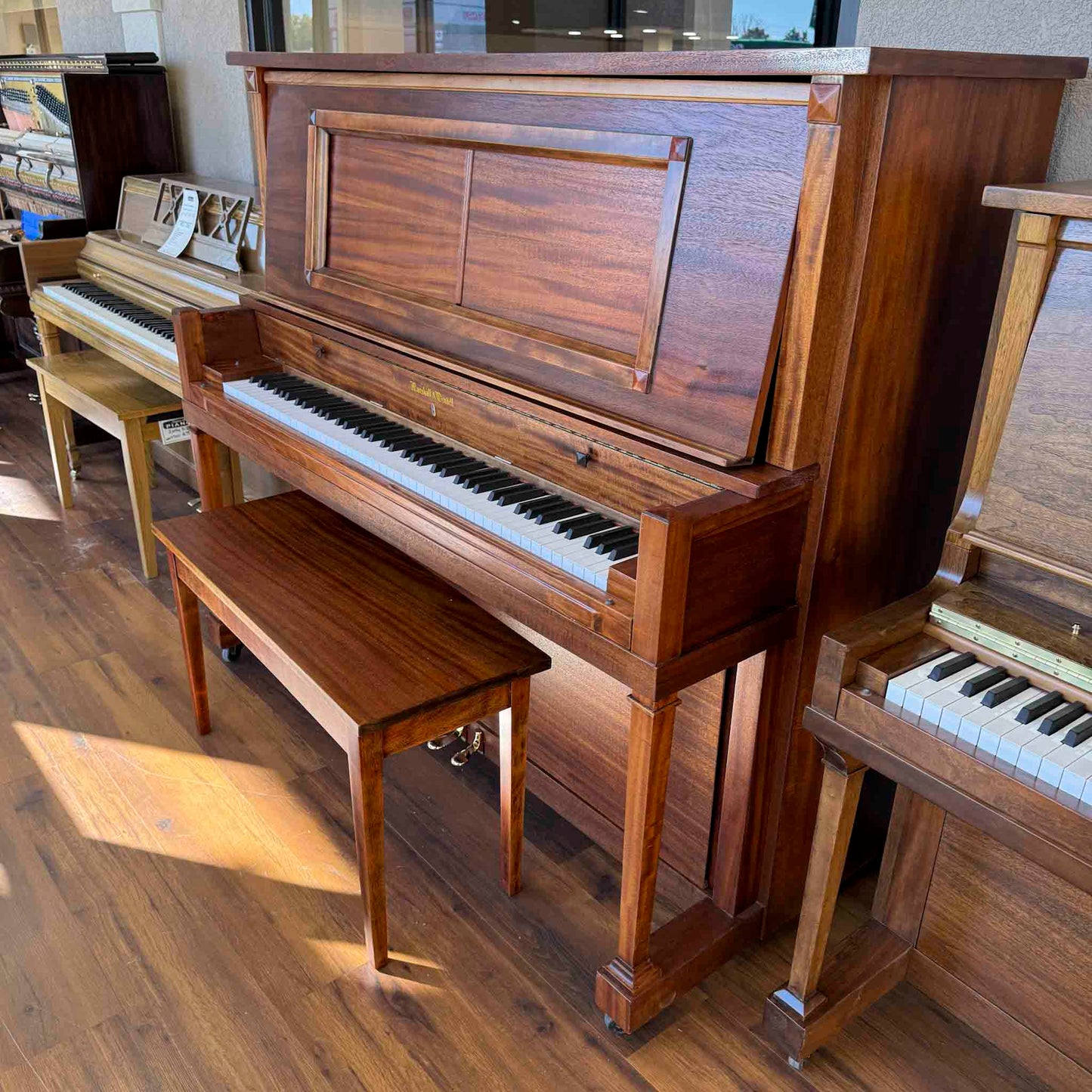 CURRENT SHOP WORK - 1918 Marshall & Wendell 55" Wood Finish Commissioned Upright Piano