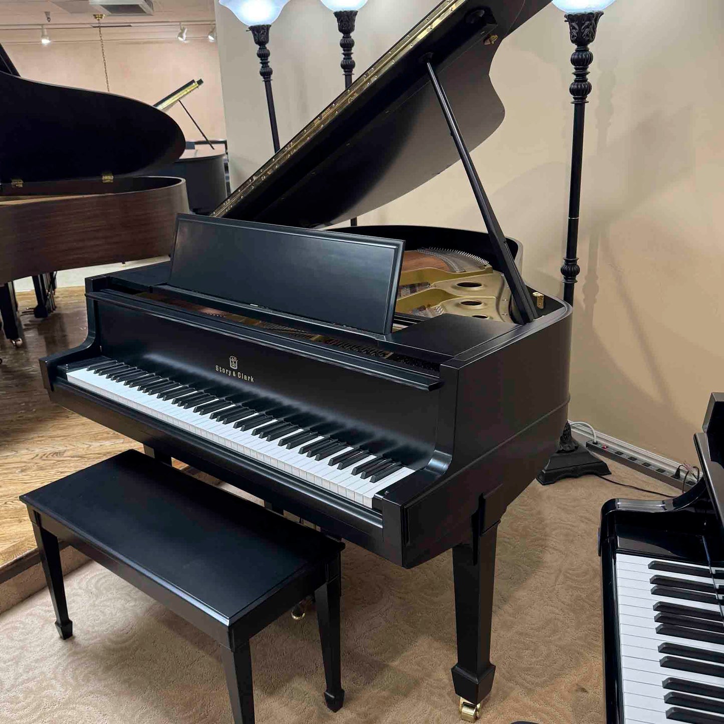 1995 Story & Clark 5'1" Satin Black Baby Grand Piano