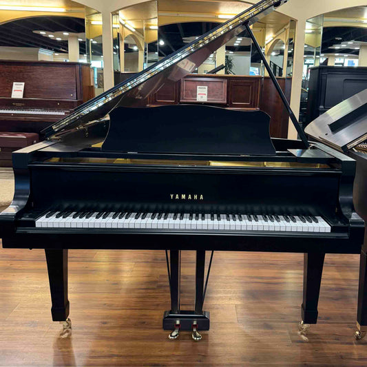 1978 Yamaha C7 7'6" Satin Black Grand Piano - with QRS Digital Player System