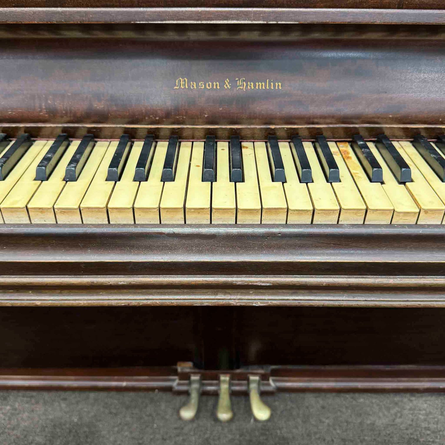 CURRENT SHOP WORK - 1948 Mason & Hamlin Model E 41" Wood Finish Commissioned Conosle Piano
