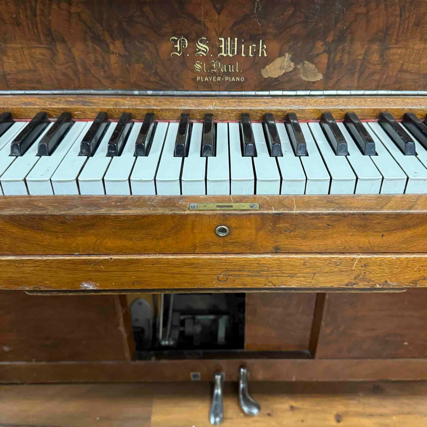 CURRENT SHOP WORK 1920 P.S. Wick 55" Wood Finish Commissioned Upright Player Piano