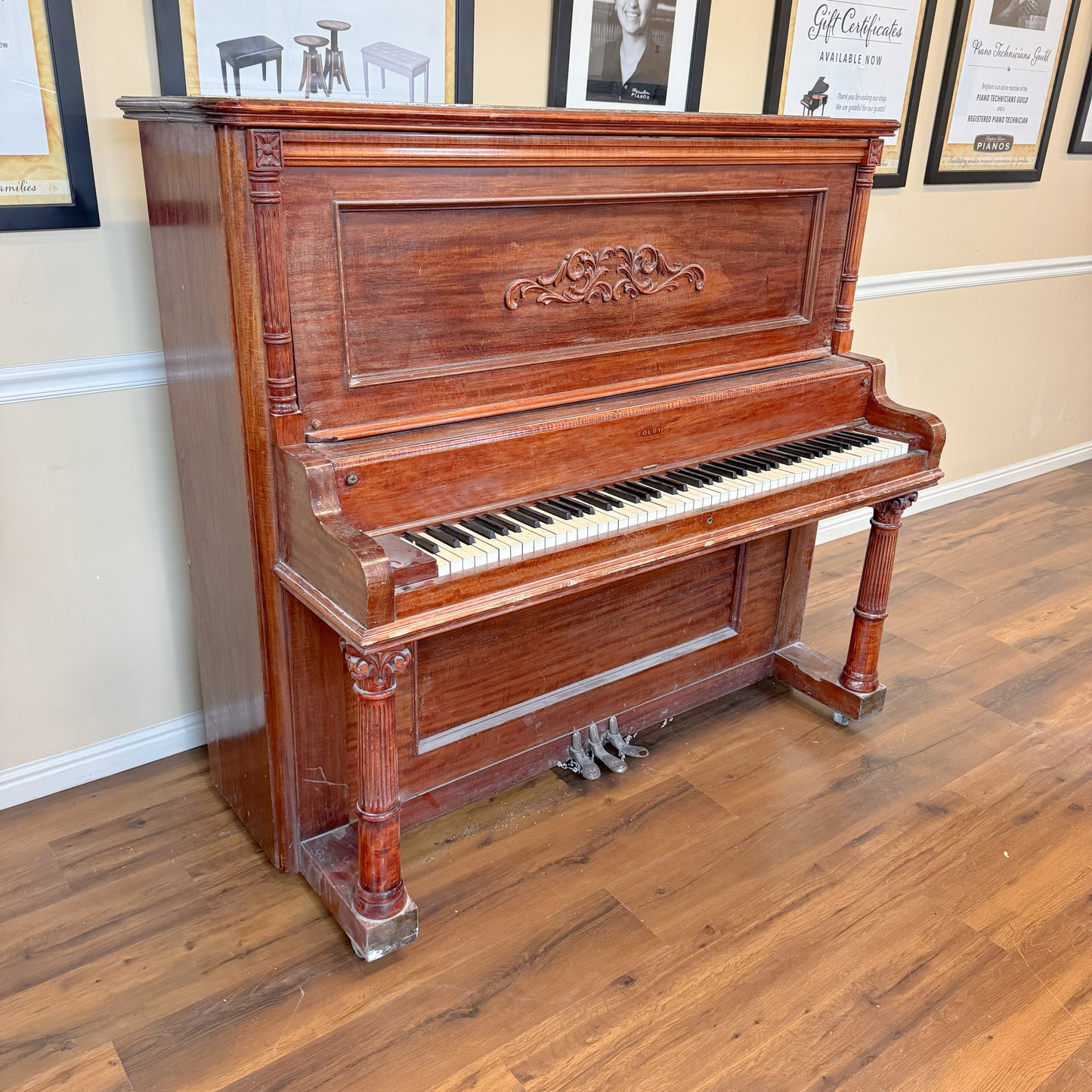 CURRENT SHOP WORK - 1914 Colby Piano Co. Wood Finish Commissioned Upright Piano