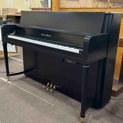CURRENT SHOP WORK - 1977 Mason & Hamlin 43" Satin Black Commissioned Console Piano