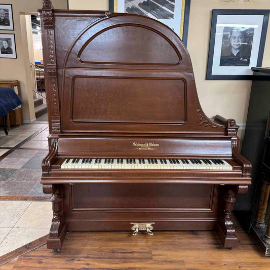 HEIRLOOM RESTORATION 1885 Schimmel & Nelson 74" Wood Finish Commissioned Upright Verti-Grand Piano