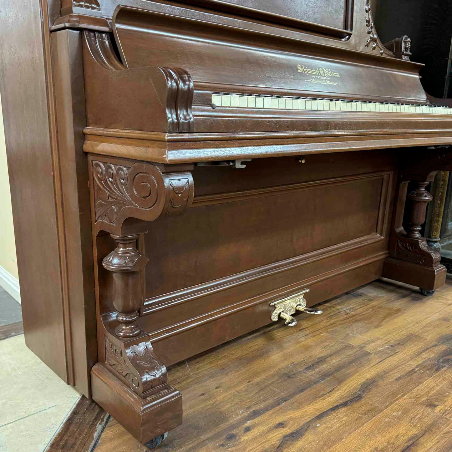 HEIRLOOM RESTORATION 1885 Schimmel & Nelson 74" Wood Finish Commissioned Upright Verti-Grand Piano