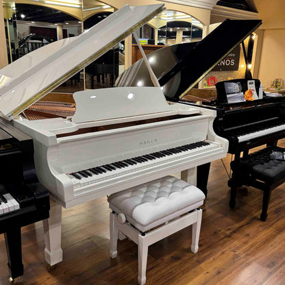 Hailun 178 5'10" Polished White Grand Piano with Self-Playing QRS System
