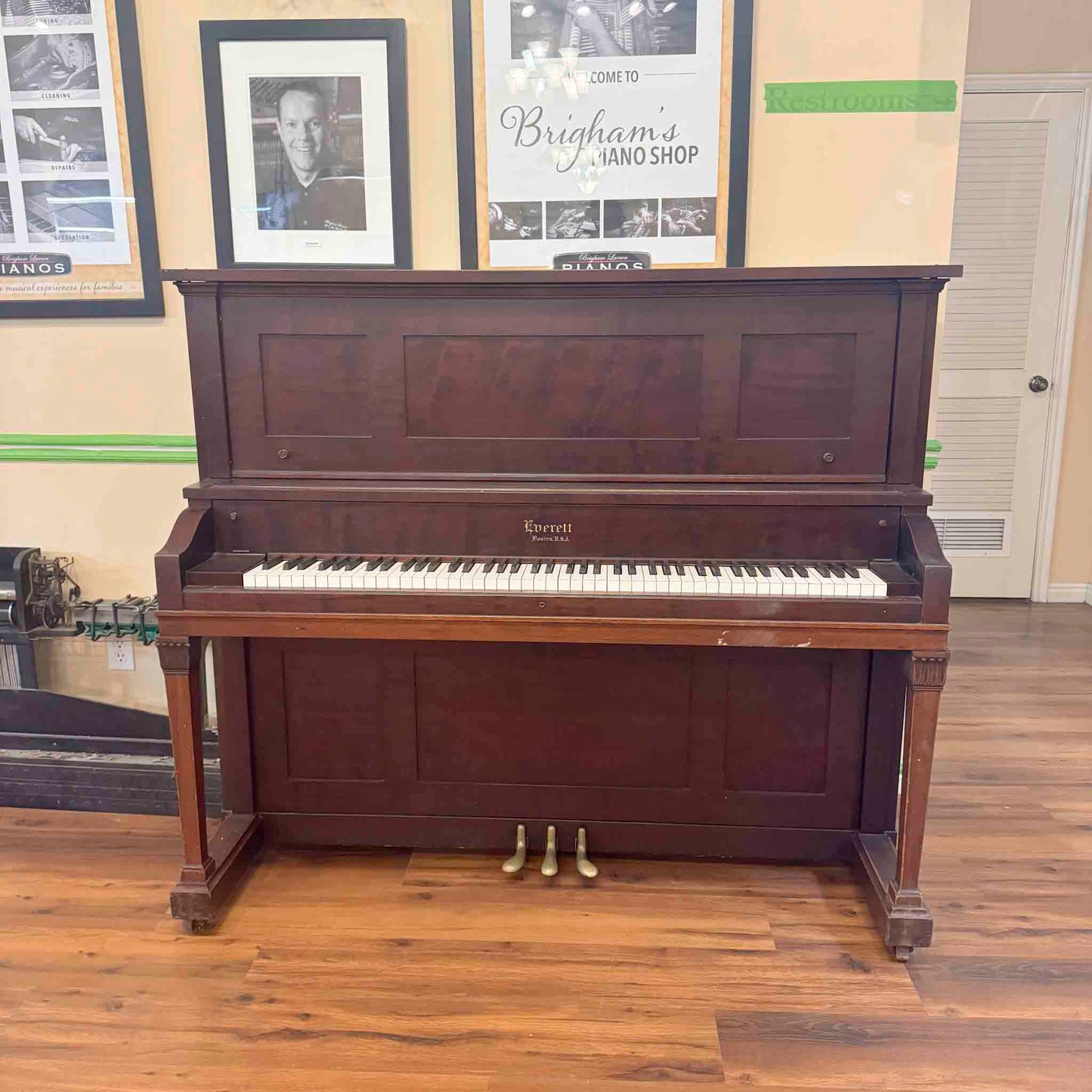 AVAILABLE TO RESTORE: CALL FOR CUSTOM PRICING - 1906 Everett 53" Wood Finish Upright Piano