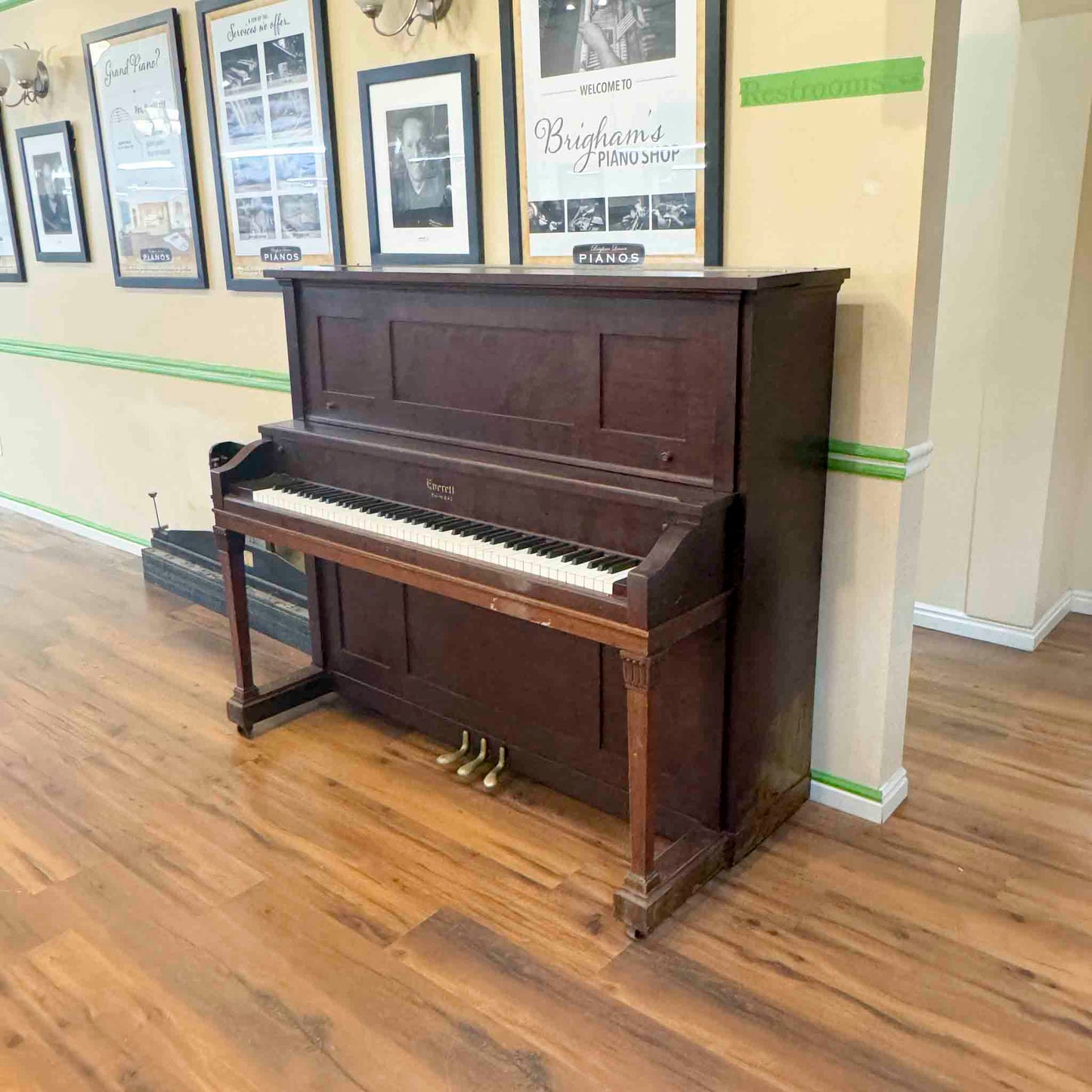 AVAILABLE TO RESTORE: CALL FOR CUSTOM PRICING - 1906 Everett 53" Wood Finish Upright Piano