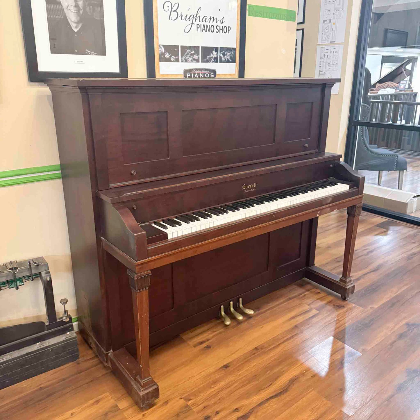 AVAILABLE TO RESTORE: CALL FOR CUSTOM PRICING - 1906 Everett 53" Wood Finish Upright Piano
